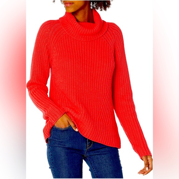 Goodthreads Sweaters - Women's Goodthreads Cotton Shaker Stitch Turtleneck Sweater XS Color:Coral Pink